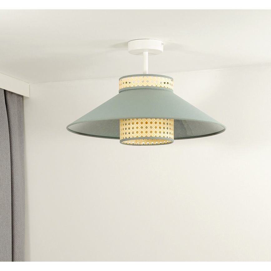 Duolla - Prisadený luster RIO RATTAN 1xE27/15W/230V pr. 45 cm zelená/ratan