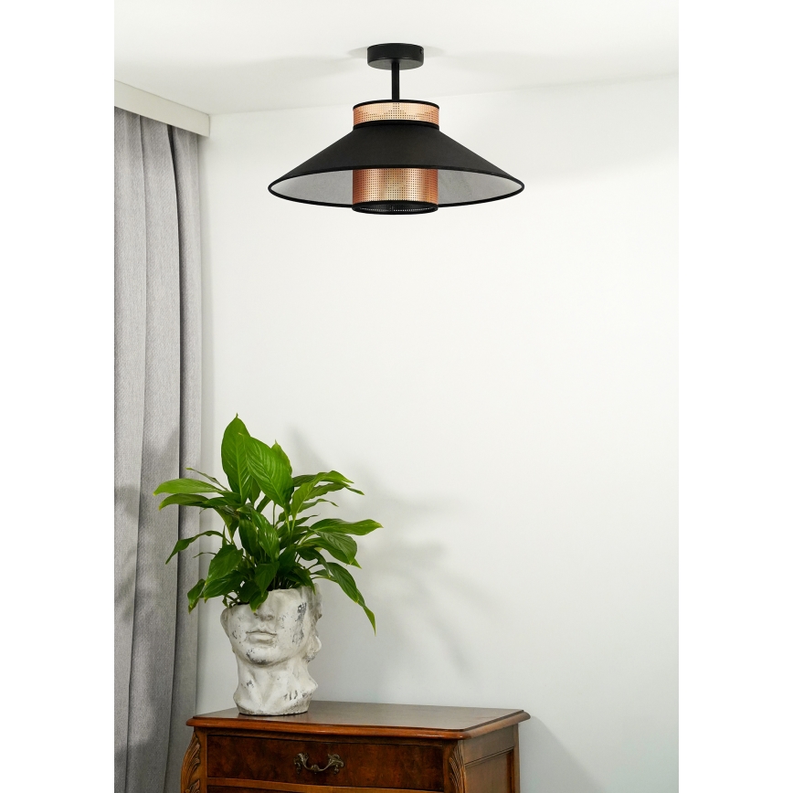 Duolla - Prisadený luster RIO SHINY 1xE27/15W/230V pr. 45 cm čierna/medená