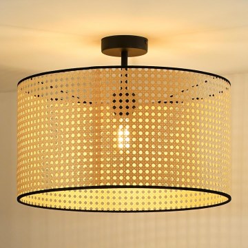Duolla - Prisadený luster ROLLER RATTAN 1xE27/15W/230V pr. 45 cm béžová/čierna