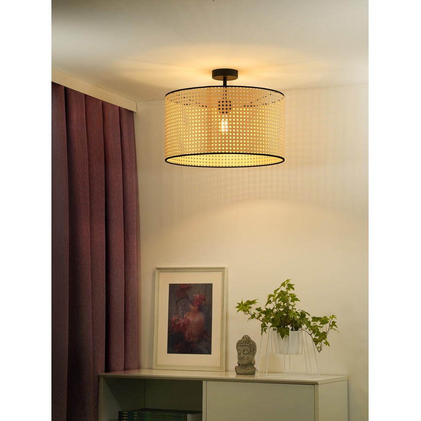 Duolla - Prisadený luster ROLLER RATTAN 1xE27/15W/230V pr. 45 cm béžová/čierna