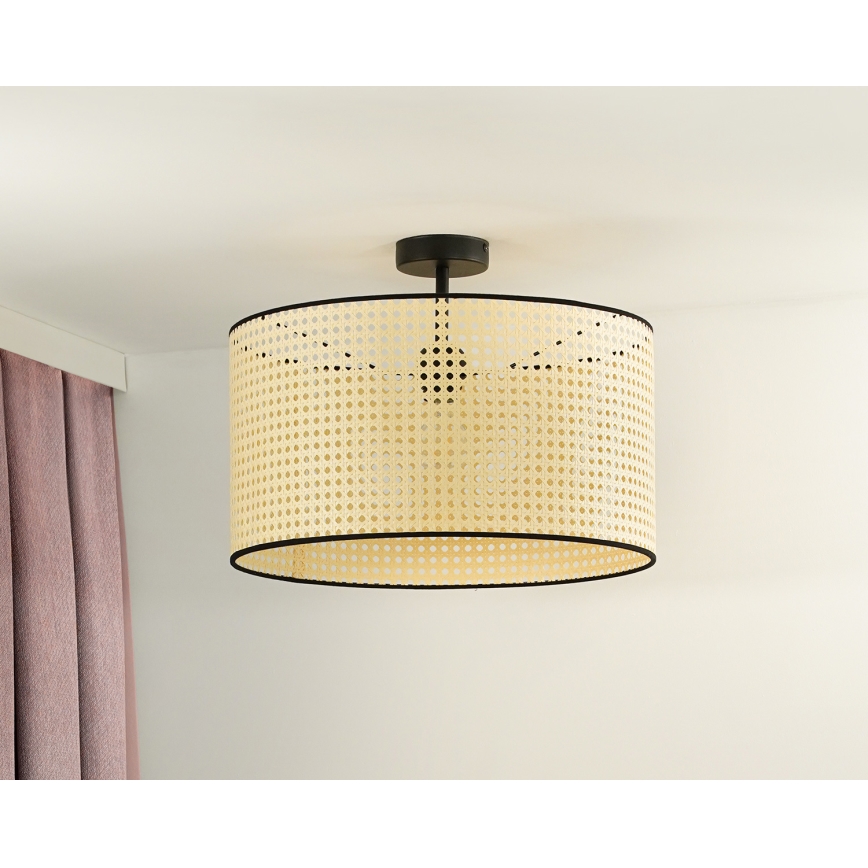 Duolla - Prisadený luster ROLLER RATTAN 1xE27/15W/230V pr. 45 cm béžová/čierna
