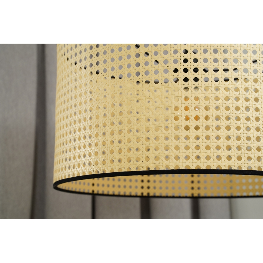 Duolla - Prisadený luster ROLLER RATTAN 1xE27/15W/230V pr. 45 cm béžová/čierna
