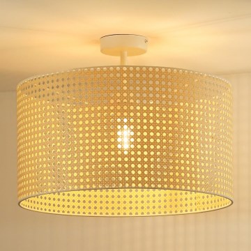 Duolla - Prisadený luster ROLLER RATTAN 1xE27/15W/230V pr. 45 cm béžová