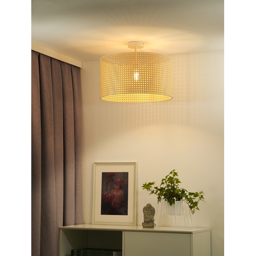 Duolla - Prisadený luster ROLLER RATTAN 1xE27/15W/230V pr. 45 cm béžová
