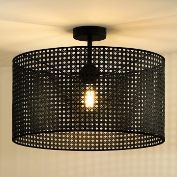 Duolla - Prisadený luster ROLLER RATTAN 1xE27/15W/230V pr. 45 cm čierna