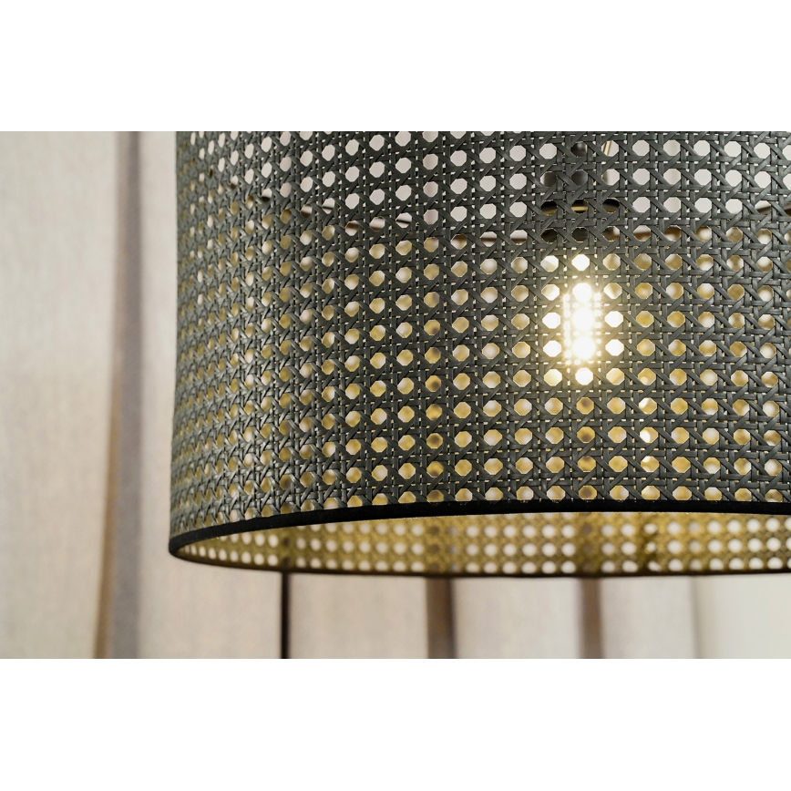 Duolla - Prisadený luster ROLLER RATTAN 1xE27/15W/230V pr. 45 cm čierna
