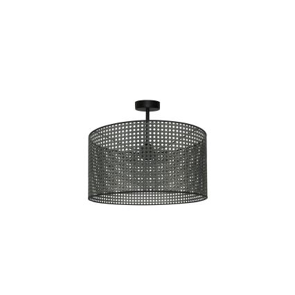 Duolla - Prisadený luster ROLLER RATTAN 1xE27/15W/230V pr. 45 cm čierna