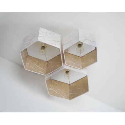 Duolla - Prisadený luster ROLLER TRIO HEX 3xE27/15W/230V biela/zlatá