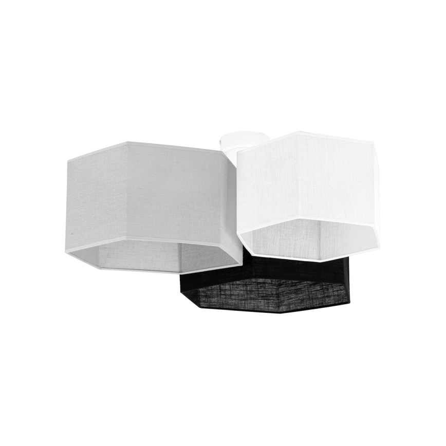 Duolla - Prisadený luster ROLLER TRIO HEX 3xE27/15W/230V čierna/šedá/biela