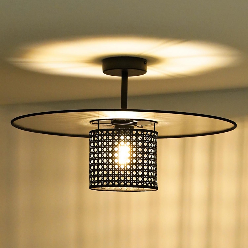 Duolla - Prisadený luster TOKYO RATTAN 1xE27/15W/230V pr. 50 cm čierna/strieborná