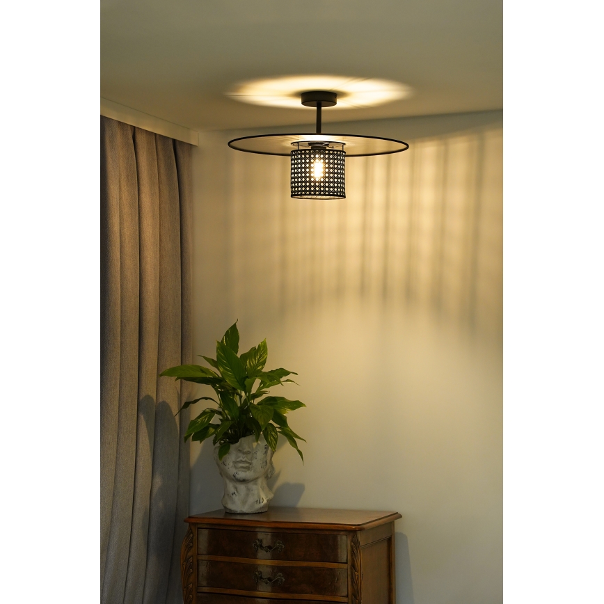 Duolla - Prisadený luster TOKYO RATTAN 1xE27/15W/230V pr. 50 cm čierna/strieborná