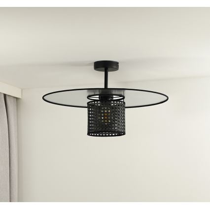 Duolla - Prisadený luster TOKYO RATTAN 1xE27/15W/230V pr. 50 cm čierna/strieborná