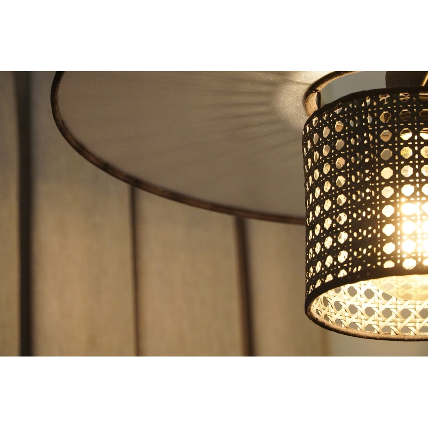Duolla - Prisadený luster TOKYO RATTAN 1xE27/15W/230V pr. 50 cm čierna/strieborná