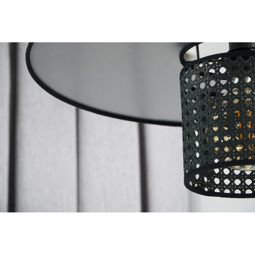 Duolla - Prisadený luster TOKYO RATTAN 1xE27/15W/230V pr. 50 cm čierna/strieborná