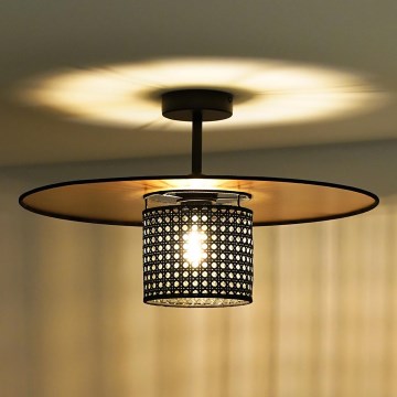 Duolla - Prisadený luster TOKYO RATTAN 1xE27/15W/230V pr. 50 cm zlatá/čierna