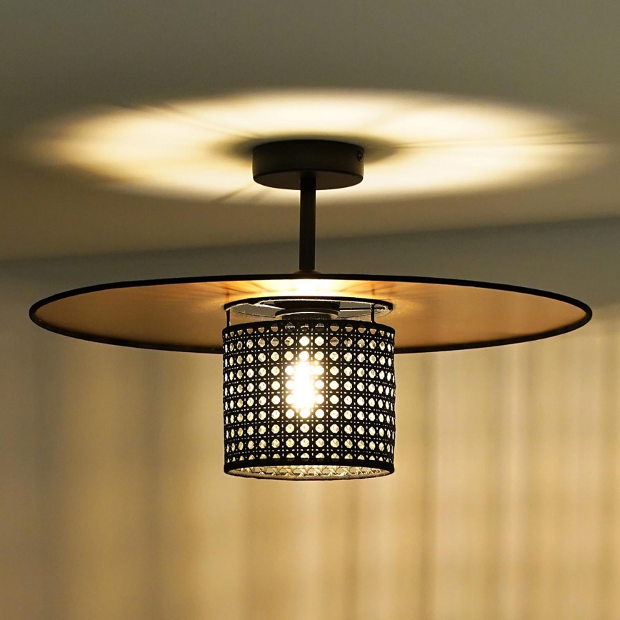 Duolla - Prisadený luster TOKYO RATTAN 1xE27/15W/230V pr. 50 cm zlatá/čierna