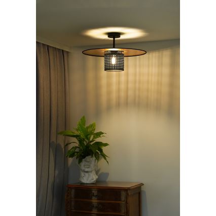 Duolla - Prisadený luster TOKYO RATTAN 1xE27/15W/230V pr. 50 cm zlatá/čierna