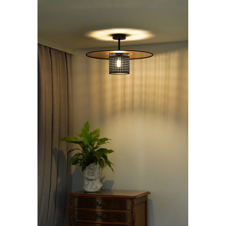 Duolla - Prisadený luster TOKYO RATTAN 1xE27/15W/230V pr. 50 cm zlatá/čierna