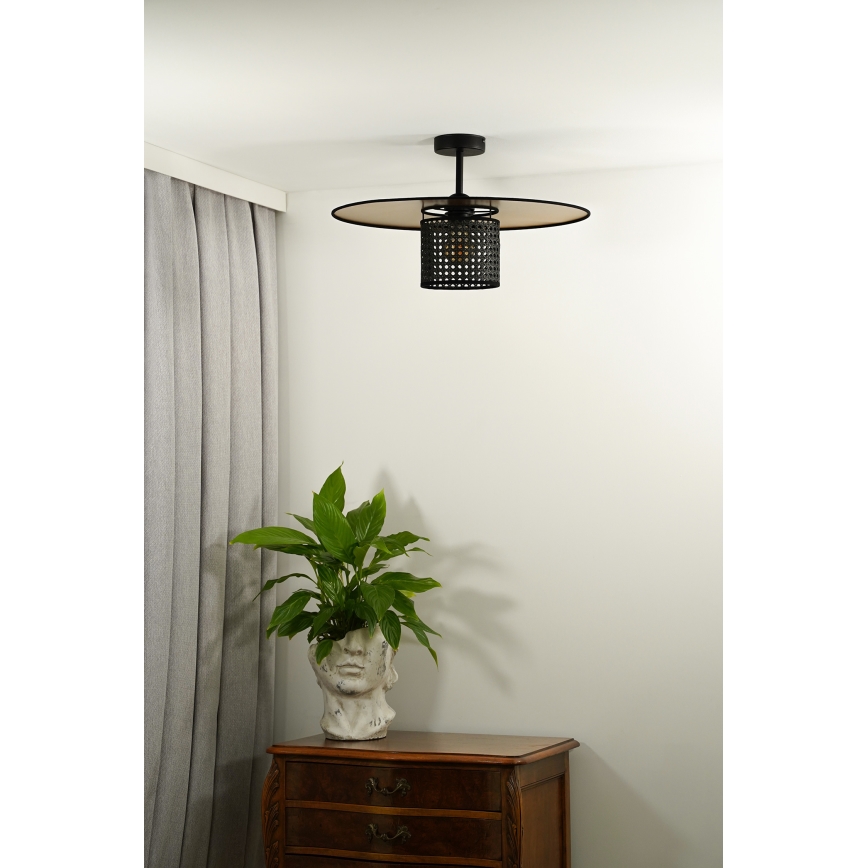 Duolla - Prisadený luster TOKYO RATTAN 1xE27/15W/230V pr. 50 cm zlatá/čierna