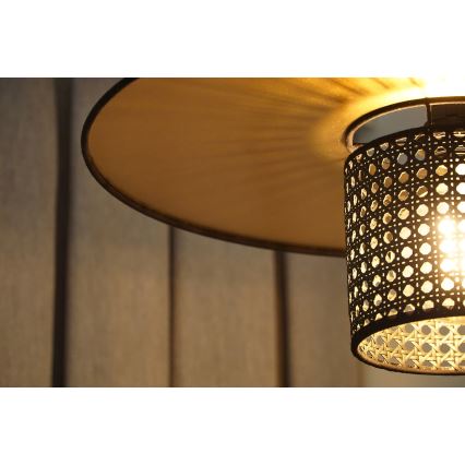 Duolla - Prisadený luster TOKYO RATTAN 1xE27/15W/230V pr. 50 cm zlatá/čierna