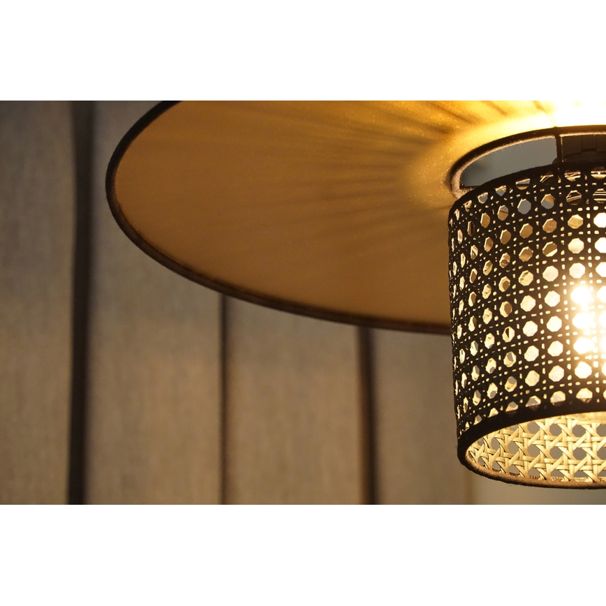 Duolla - Prisadený luster TOKYO RATTAN 1xE27/15W/230V pr. 50 cm zlatá/čierna