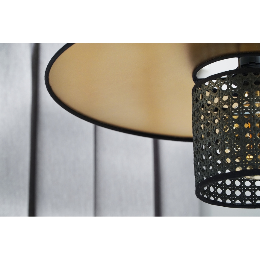 Duolla - Prisadený luster TOKYO RATTAN 1xE27/15W/230V pr. 50 cm zlatá/čierna