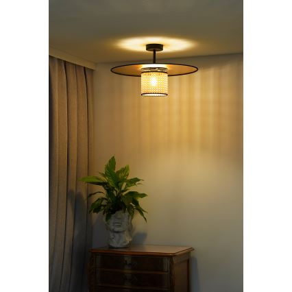 Duolla - Prisadený luster TOKYO RATTAN 1xE27/15W/230V pr. 50 cm zlatá/ratan