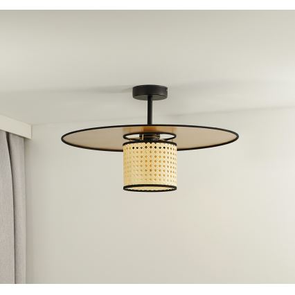 Duolla - Prisadený luster TOKYO RATTAN 1xE27/15W/230V pr. 50 cm zlatá/ratan