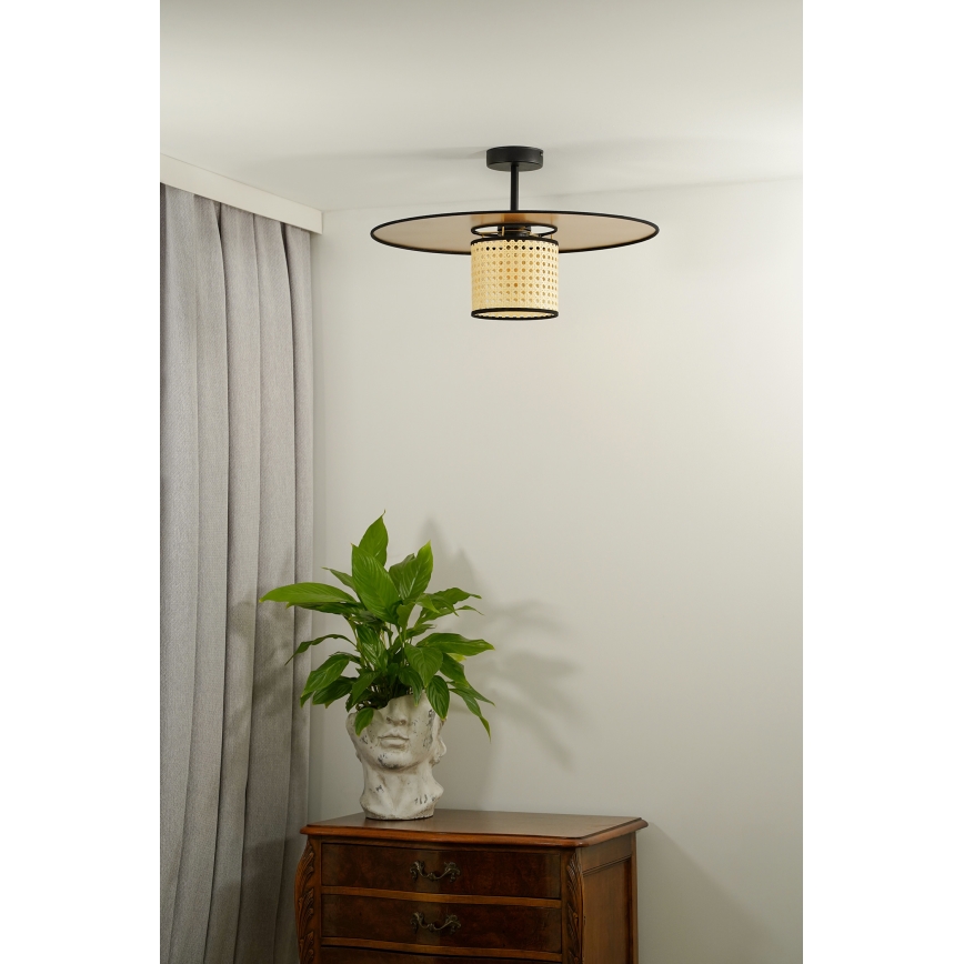 Duolla - Prisadený luster TOKYO RATTAN 1xE27/15W/230V pr. 50 cm zlatá/ratan