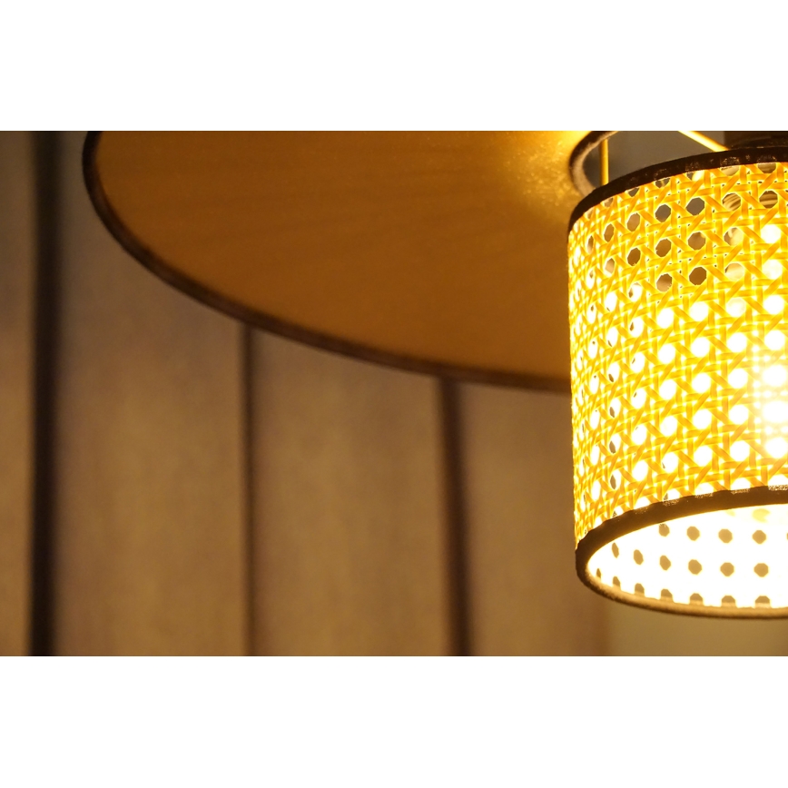 Duolla - Prisadený luster TOKYO RATTAN 1xE27/15W/230V pr. 50 cm zlatá/ratan