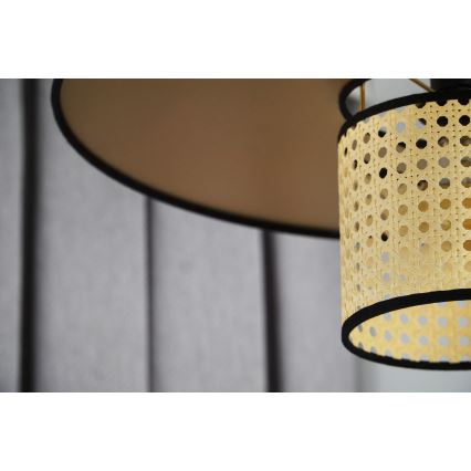 Duolla - Prisadený luster TOKYO RATTAN 1xE27/15W/230V pr. 50 cm zlatá/ratan