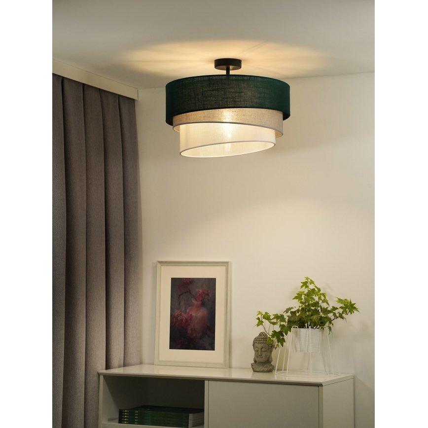 Duolla - Prisadený luster TRIO 1xE27/15W/230V pr. 45 cm zelená/šedá/biela