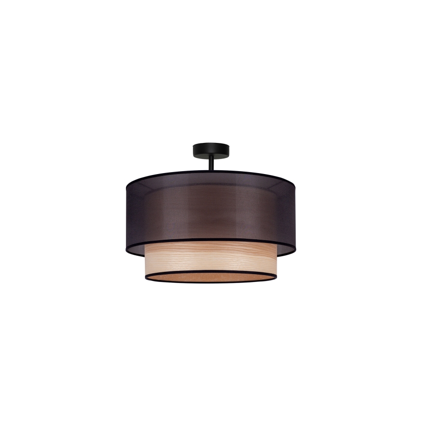 Duolla - Prisadený luster WOOD BOHO 1xE27/15W/230V pr. 45 cm čierna/béžová