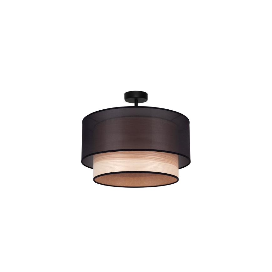 Duolla - Prisadený luster WOOD BOHO 1xE27/15W/230V pr. 45 cm čierna/béžová