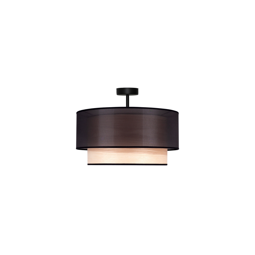 Duolla - Prisadený luster WOOD BOHO 1xE27/15W/230V pr. 45 cm čierna/béžová