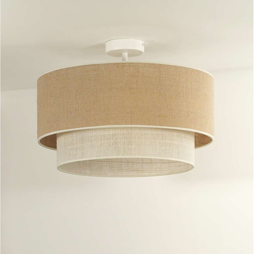 Duolla - Prisadený luster YUTE BOHO 1xE27/15W/230V pr. 45 cm hnedá/krémová