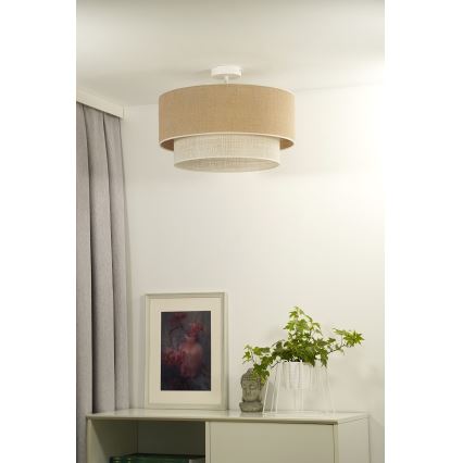 Duolla - Prisadený luster YUTE BOHO 1xE27/15W/230V pr. 45 cm hnedá/krémová