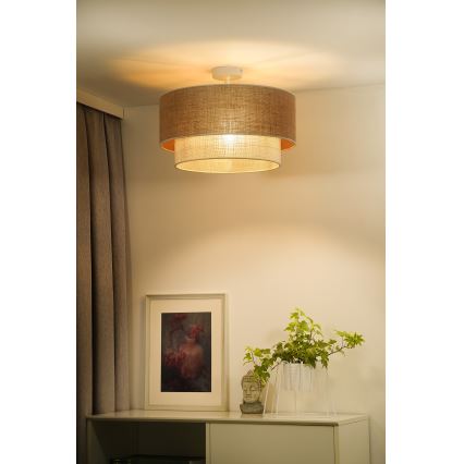 Duolla - Prisadený luster YUTE BOHO 3xE27/15W/230V pr. 60 cm hnedá/krémová