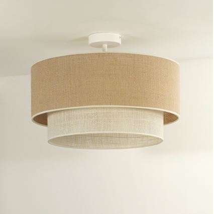 Duolla - Prisadený luster YUTE BOHO 3xE27/15W/230V pr. 60 cm hnedá/krémová