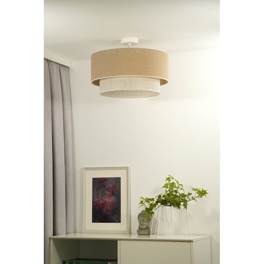 Duolla - Prisadený luster YUTE BOHO 3xE27/15W/230V pr. 60 cm hnedá/krémová