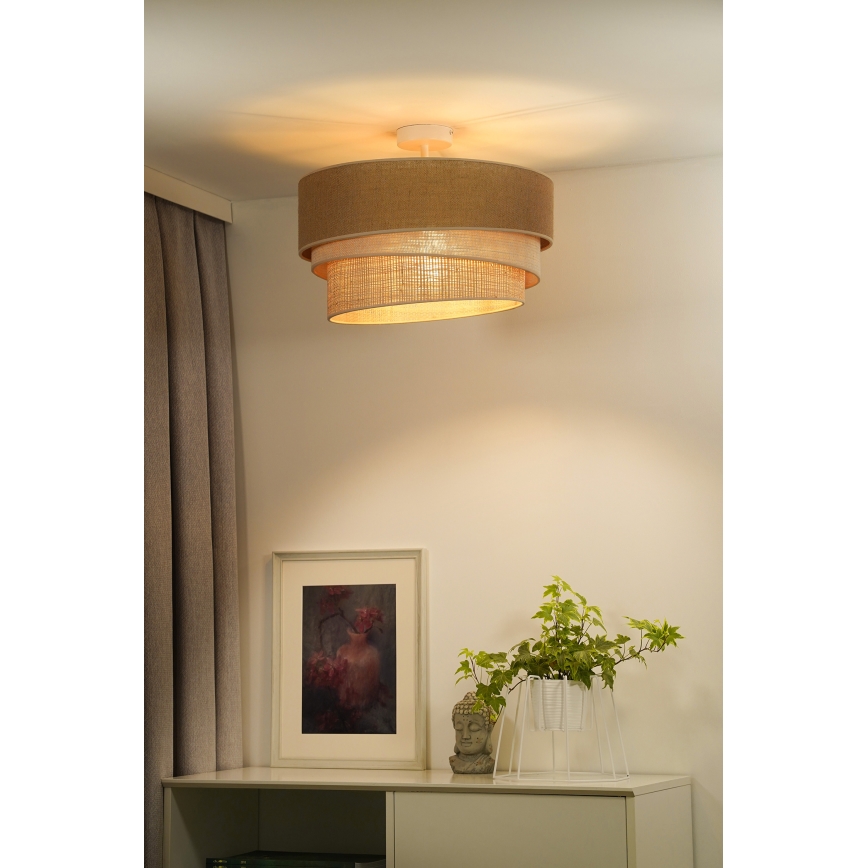 Duolla - Prisadený luster YUTE TRIO 3xE27/15W/230V pr. 60 cm hnedá/šedá/béžová