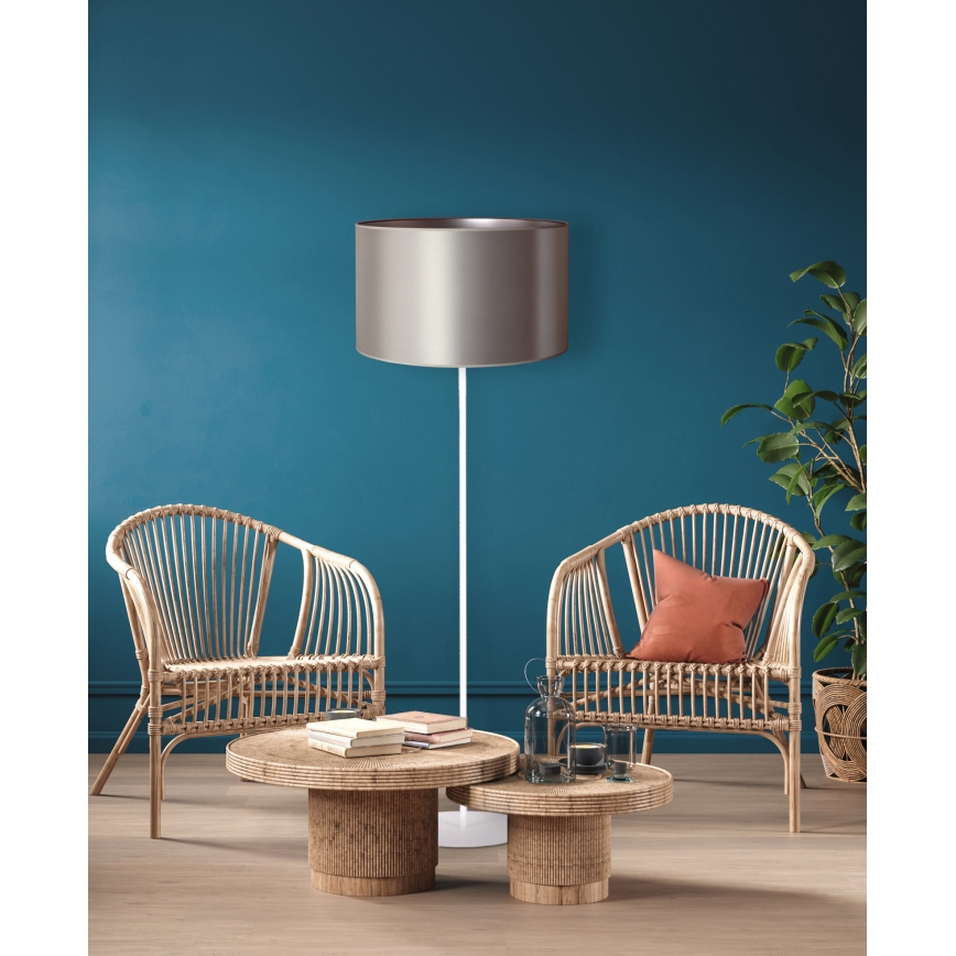 Duolla - Stojacia lampa CANNES 1xE27/15W/230V pr. 45 cm strieborná/biela