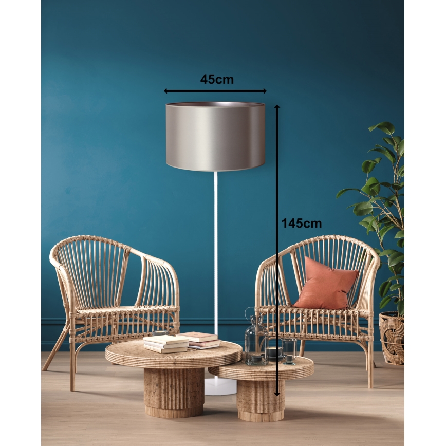 Duolla - Stojacia lampa CANNES 1xE27/15W/230V pr. 45 cm strieborná/biela