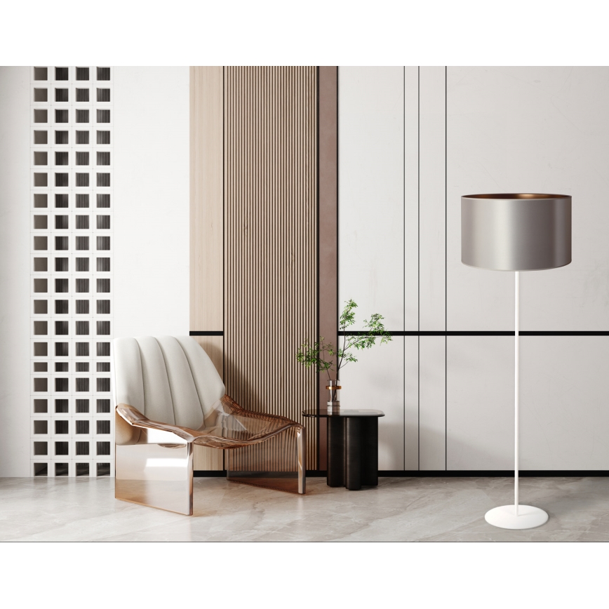 Duolla - Stojacia lampa CANNES 1xE27/15W/230V pr. 45 cm strieborná/medená/biela