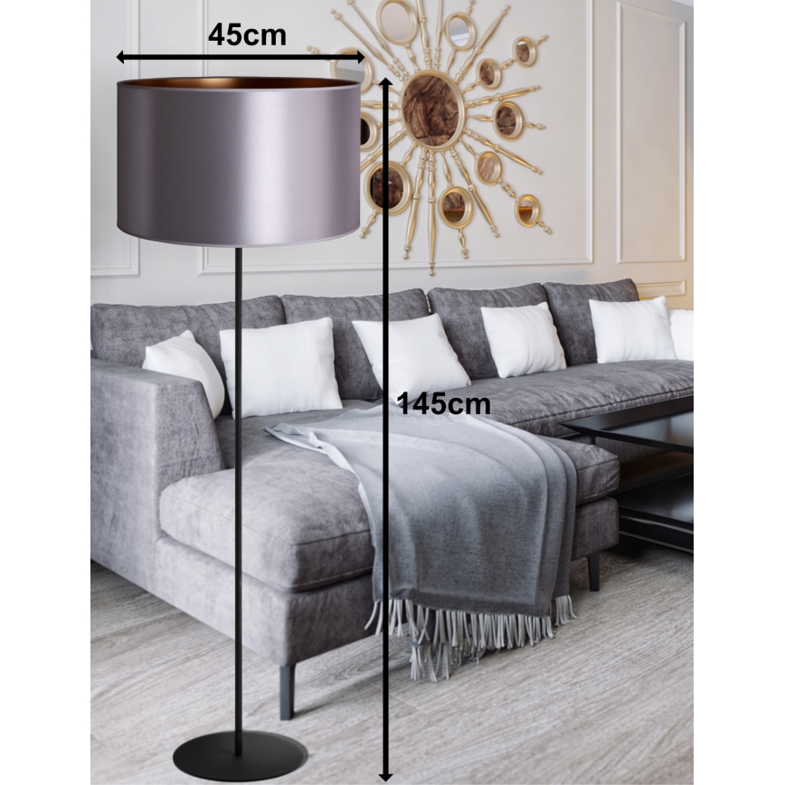 Duolla - Stojacia lampa CANNES 1xE27/15W/230V pr. 45 cm strieborná/medená/čierna