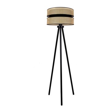 Duolla - Stojacia lampa DUO 1xE27/15W/230V pr. 40 cm ratan/čierna