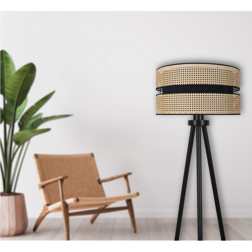Duolla - Stojacia lampa DUO 1xE27/15W/230V pr. 40 cm ratan/čierna