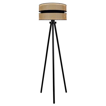 Duolla - Stojacia lampa DUO 1xE27/15W/230V pr. 40 cm ratan/čierna