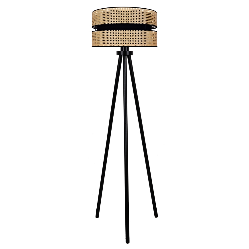 Duolla - Stojacia lampa DUO 1xE27/15W/230V pr. 40 cm ratan/čierna