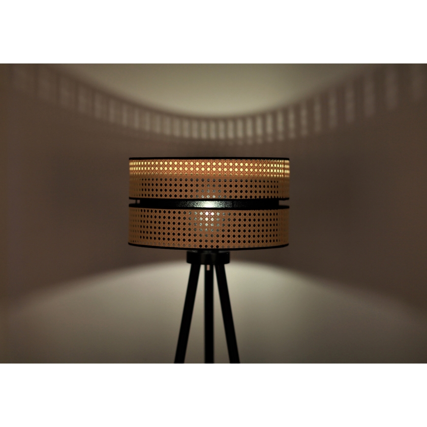 Duolla - Stojacia lampa DUO 1xE27/15W/230V pr. 40 cm ratan/čierna